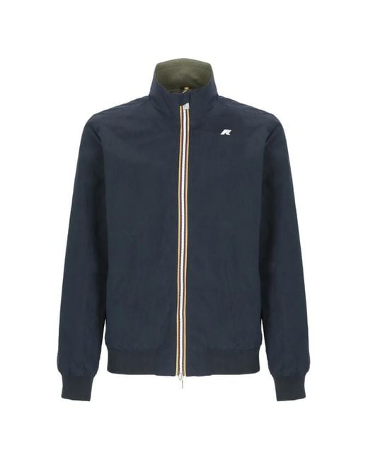 K-Way Blue Arsene Reversible Logo-Patch Jacket for men