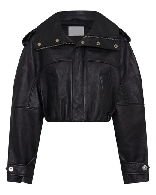 Dion Lee Black Cropped Panelled Leather Jacket