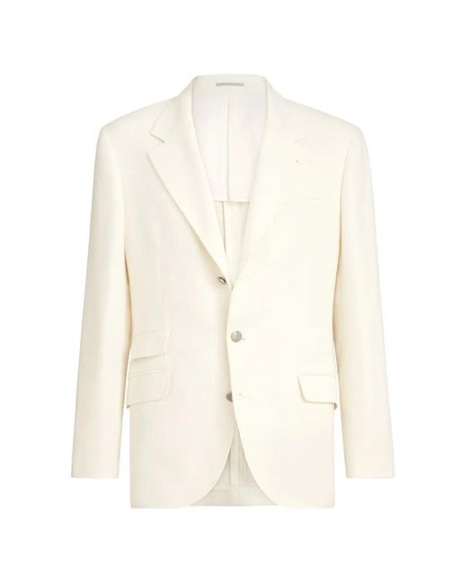 Brunello Cucinelli White Single-Breasted Blazer for men