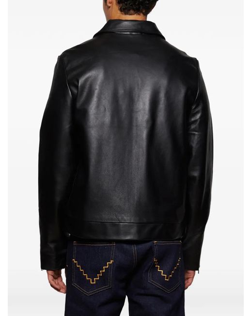 United Rivers Black Chesapeake River Horse-Motif Leather Jacket for men