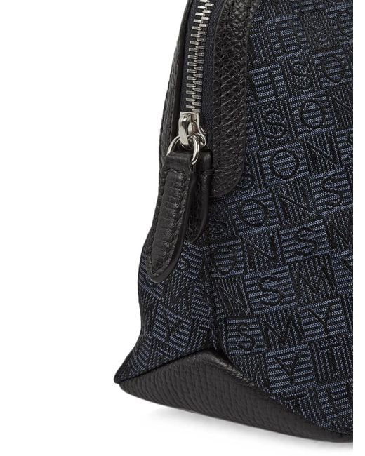 Smythson Blue Small Stamp Canvas Travel Pouch