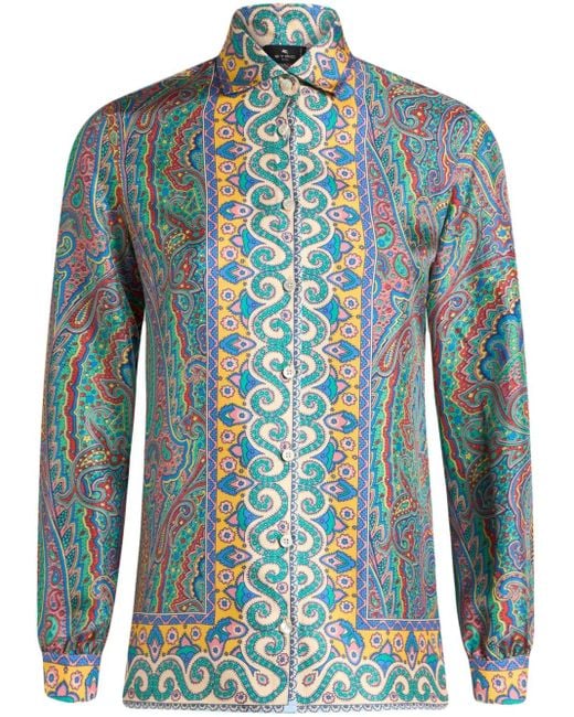 Etro Blouse Met Paisley-Print in het Blue