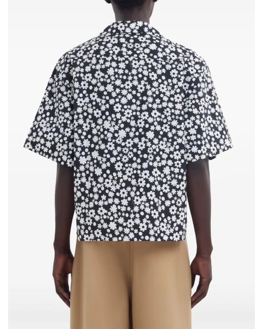 Camicia A Fiori All-Over di Marni in Black da Uomo
