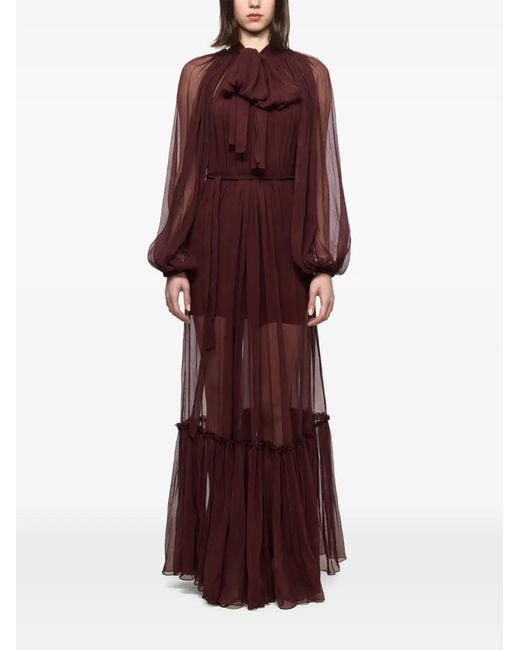 Atu Body Couture Purple Ruffled Tie Maxi Dress