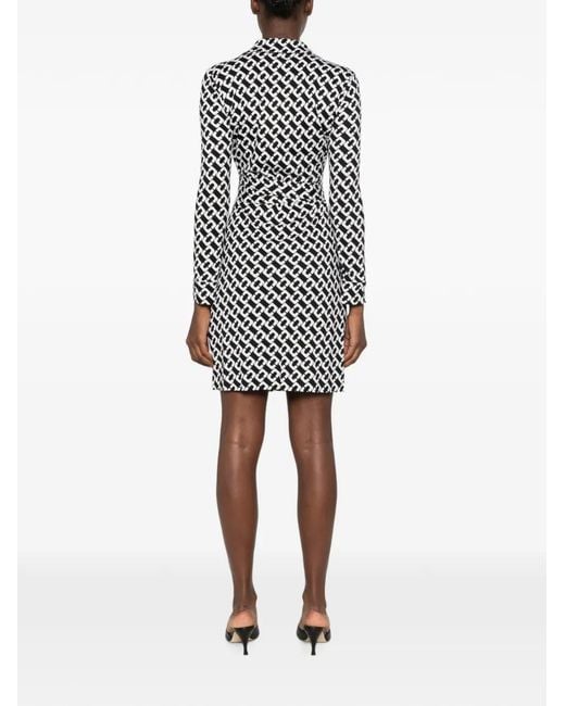 Diane von Furstenberg White New Jeanne Chain-Link Wrap Dress