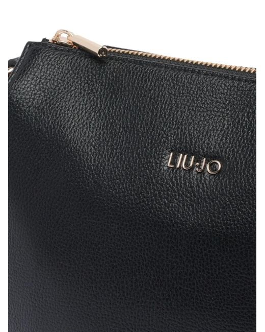 Liu Jo Black Logo-Plaque Zip-Closure Crossbody Bag