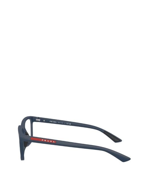 Prada Linea Rossa Black Rectangle-Frame Glasses for men