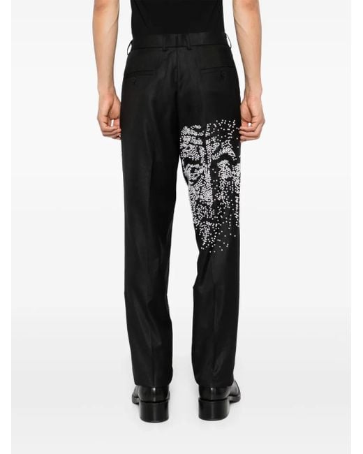 Kidsuper Black Faux-Pearl Embellished Straight-Leg Trousers for men