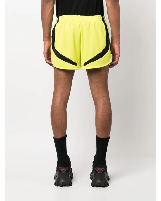 Martine Rose Yellow Contrasting-panels Elasticated-waist Shorts