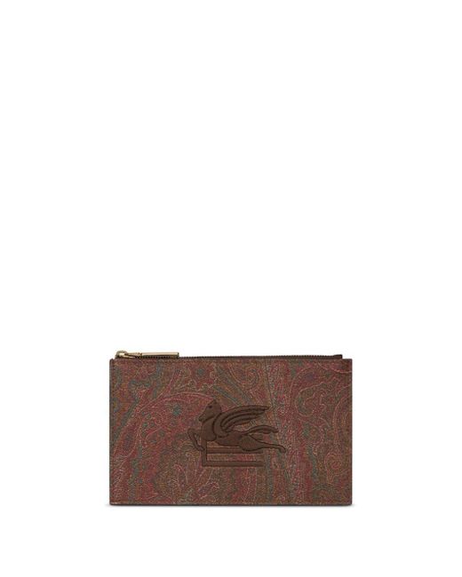 Etro Brown Paisley-print Cotton-blend Wallet for men
