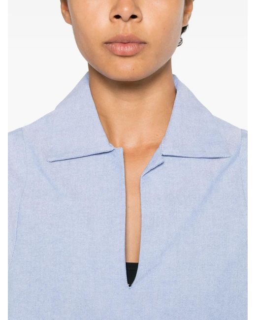 Psophia Blue Spread-Collar Long-Sleeve Shirt