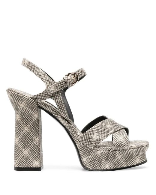 Ferragamo Metallic Sonya Checked 120Mm Sandals