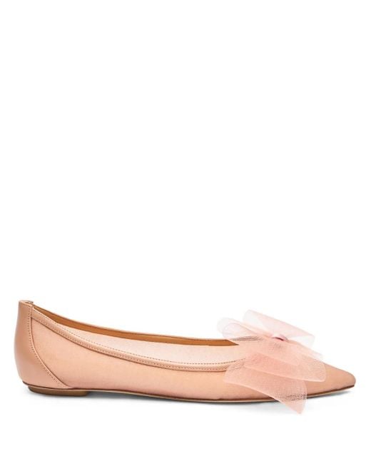 Stuart Weitzman Pink Leather Bow Ballerina Flats