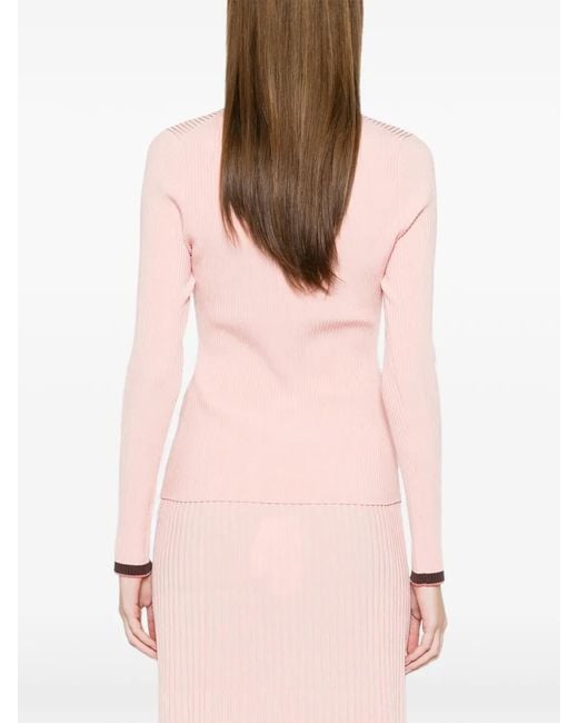 Zimmermann Pink Contrast Rib Cardigan
