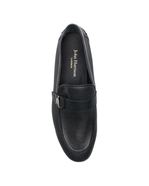 JOHN HARRISON White Perforated Leather Loafers for men
