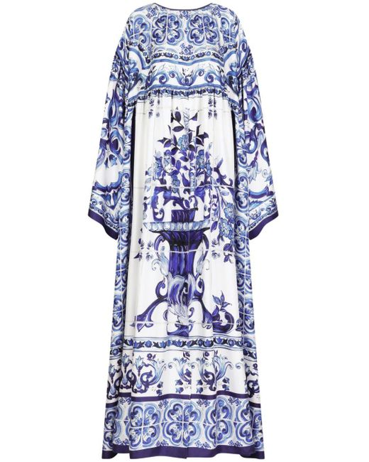 Dolce & Gabbana Blue Silk Twill Caftan