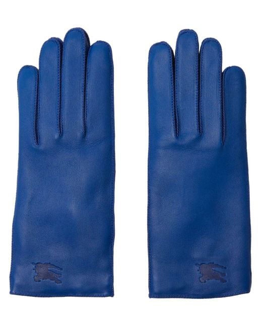Burberry Blue Ekd-debossed Leather Gloves
