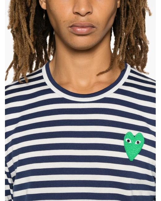 COMME DES GARÇONS PLAY Blue Heart-Patch T-Shirt