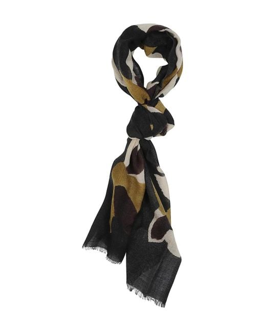 Altea Black Abstract-Print Wool Scarf for men