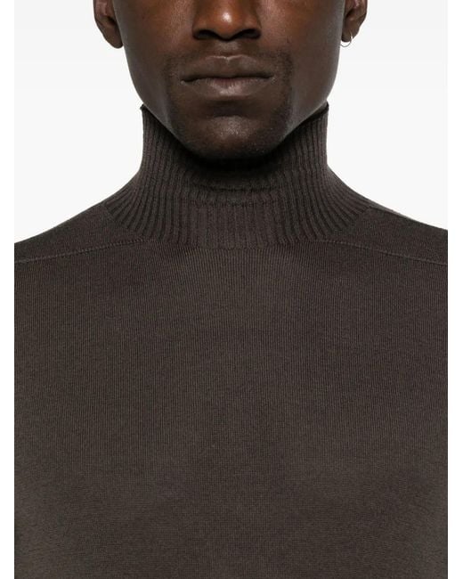 Rick Owens Brown High-Neck Wool Sweater for men