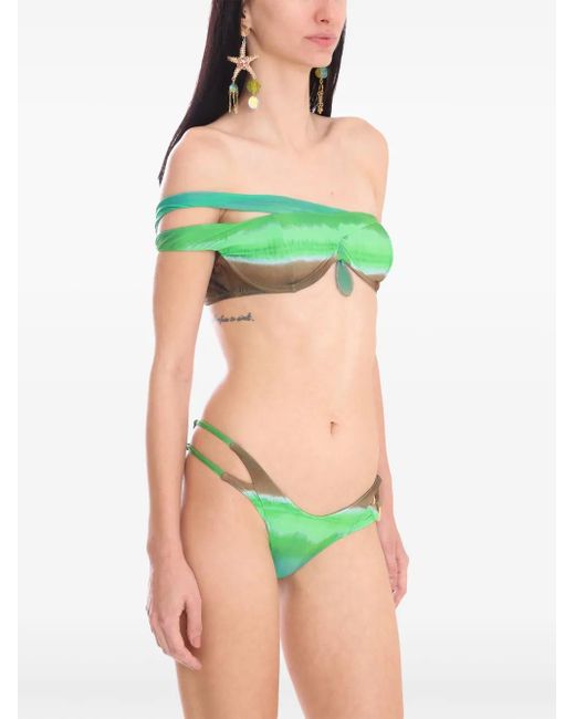 Amir Slama Green Bikini Mit Batikmuster