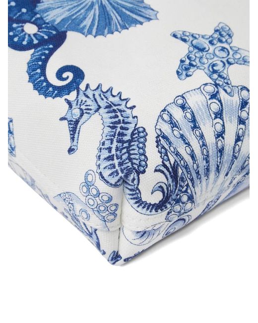Versace Blue Coral Theatre La Medusa Canvas Tote Bag for men