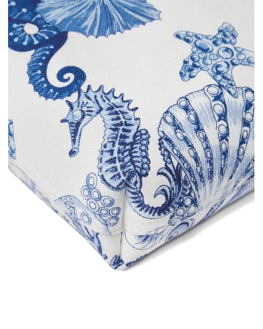 Versace Blue Coral Theatre La Medusa Canvas Tote Bag for men