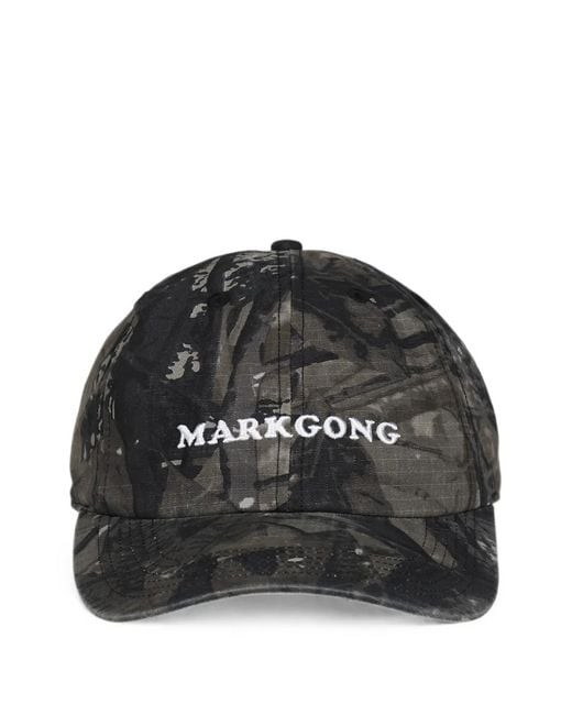 Markgong Black Logo-Embroidered Camouflage-Print Baseball Cap