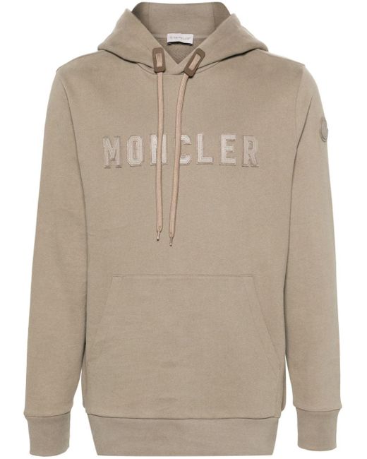 Moncler Natural Logo-patch Cotton Hoodie for men