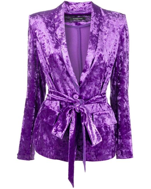 Patrizia Pepe Single-breasted Velvet Blazer in Purple | Lyst