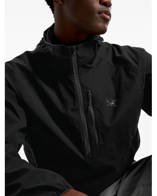 Arc'teryx Black Hooded Half-Zip Jacket