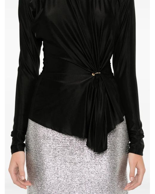 Rabanne Black Gathered-Detail Top
