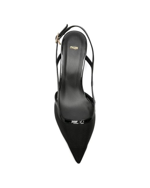 Maje Black Panelled Pointed-Toe Pumps