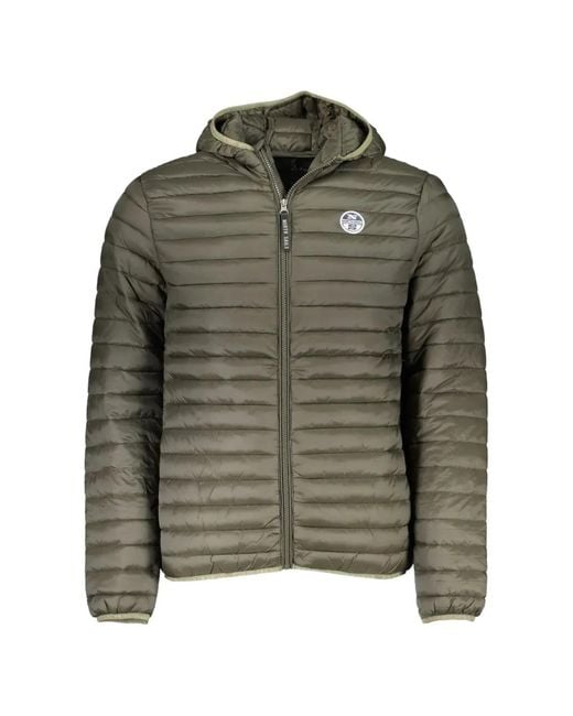 North Sails Green Quilted Hooded Jacket for men
