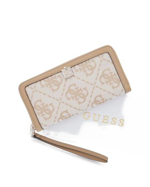 Guess Gray Logo-Monogram Zip-Around Wallet