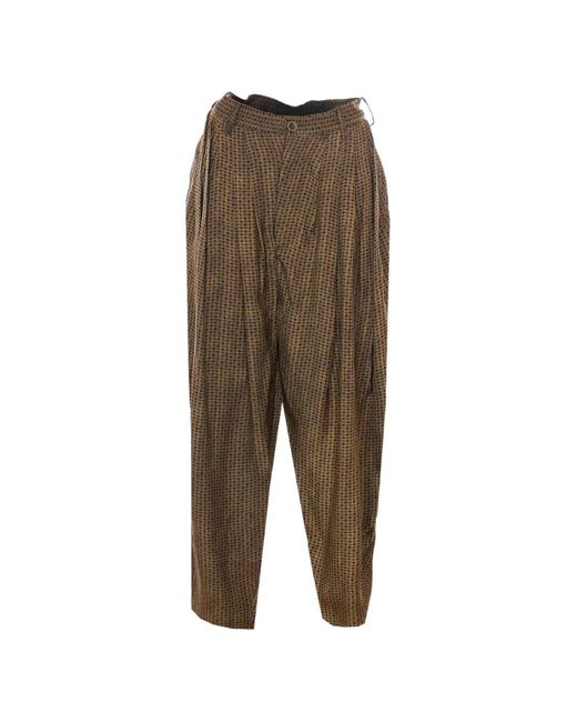 Uma Wang Green Priya Trousers With Geometric Pattern
