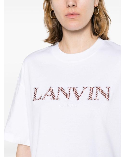Lanvin White T-Shirt mit Logo-Patches