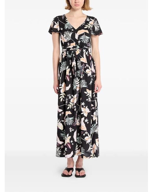 Roxy White Floral-Print Tie-Waist Maxi Dress