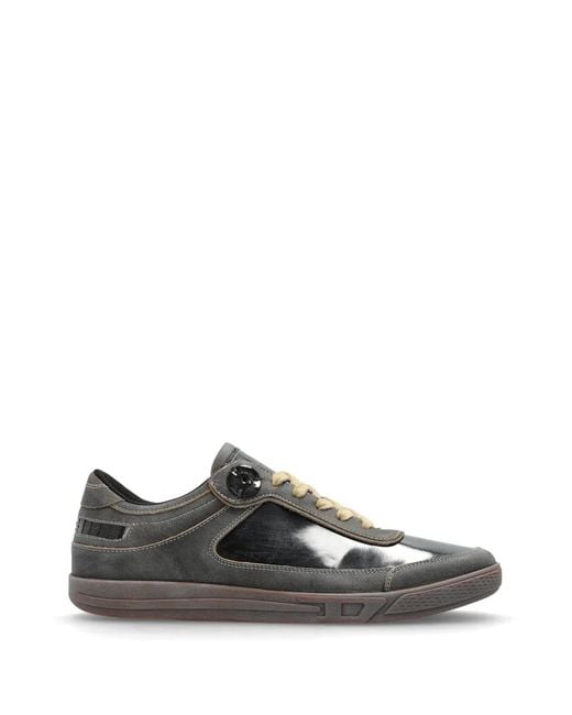 DIESEL White S-D-Coffee Panelled Leather Sneakers for men
