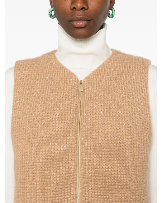 Fabiana Filippi Natural Sequin-Embellished Gilet