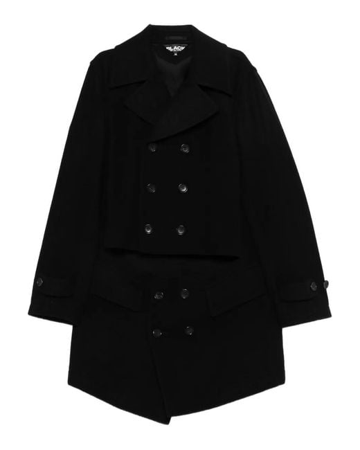 COMME DES GARÇON BLACK Jas Met Dubbele Rij Knopen in het Black