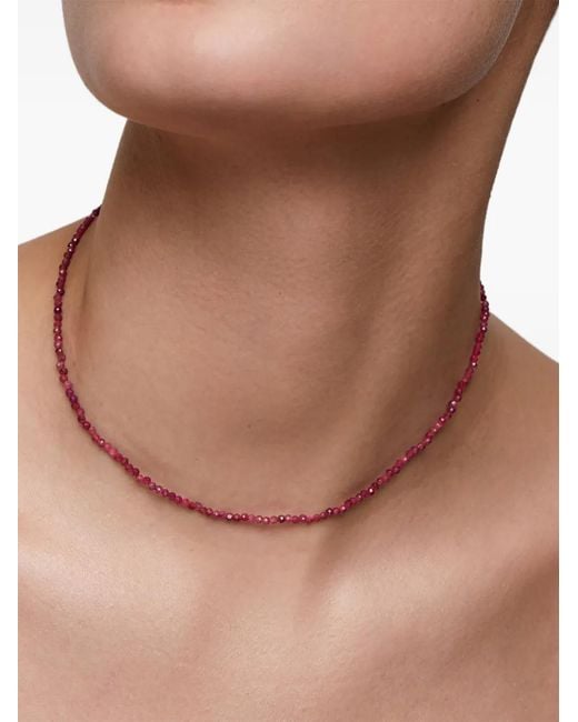 Mateo Metallic Ruby Beaded Necklace