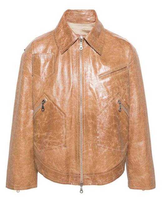 Bianca Saunders Brown Rider Leather Jacket for men