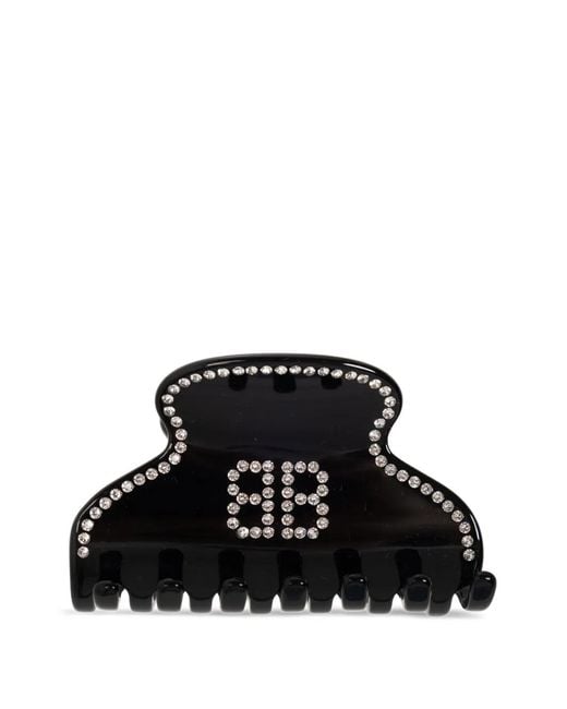 Balenciaga Black Monogram-Embellished Hair Clip