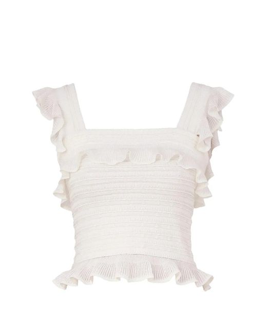 Zimmermann White Luna Ruffled Top