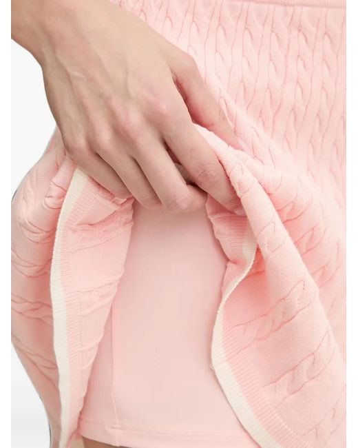 Guess Pink Cable-Knit Pleated Mini Skirt