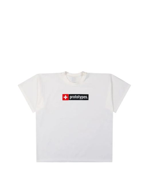 PROTOTYPES White Cross Logo Printed T-Shirt for men
