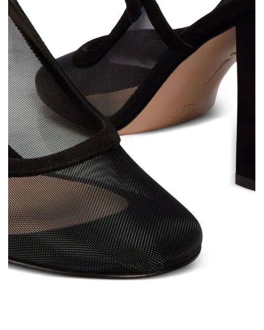 Gianvito Rossi Black Block-Heel Stap-Detail Pumps
