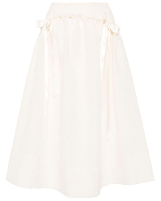 Simone Rocha White Bow-embellished Gathered Skirt