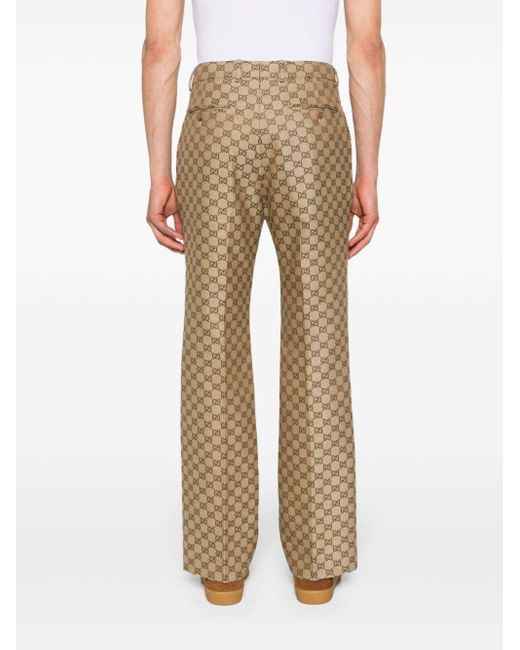 Pantalones rectos con monograma GG Gucci de hombre de color Natural